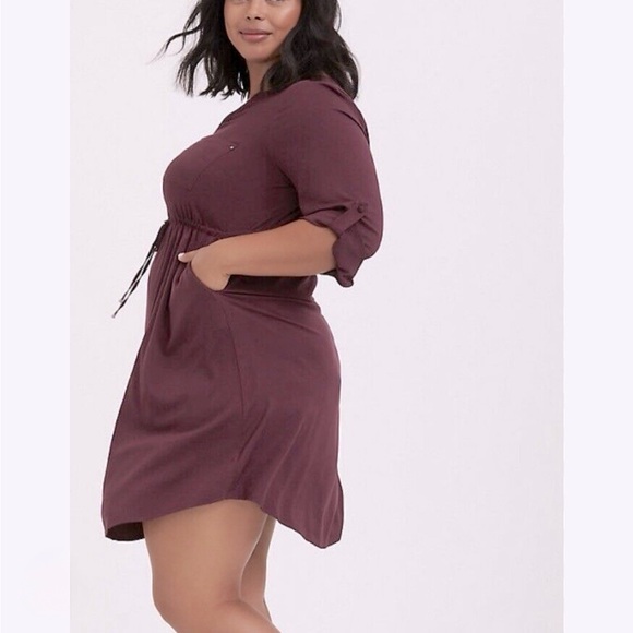 Torrid Mini Studio Challis Zip-Front Shirt Dress Potent Purple Plus Size 3 - Picture 2 of 12